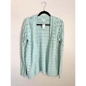 NEW Maurice’s Solid Open Stitch Cardigan Women's Size Small Green Grandmacore